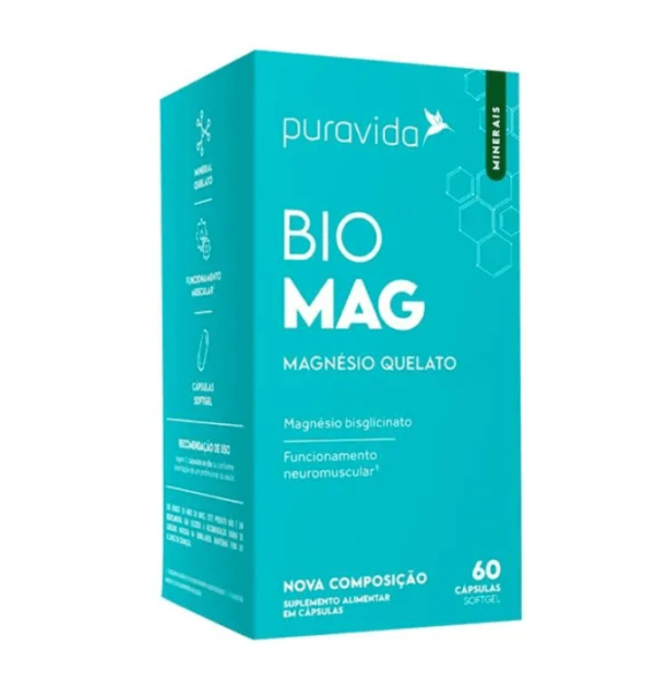 Bio Mag Puravida Magnésio Quelato com 60 cápsulas